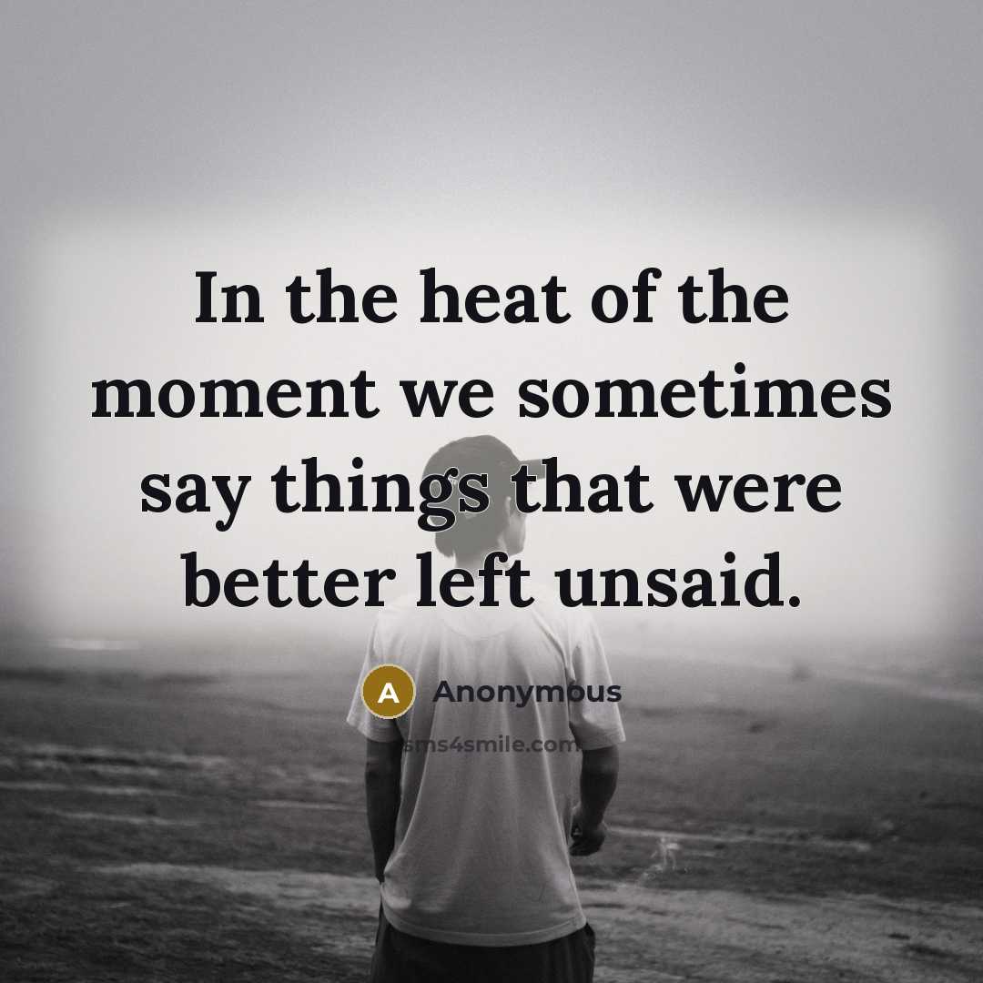 “In the heat of the moment we sometimes say things…” quote by Anonymous