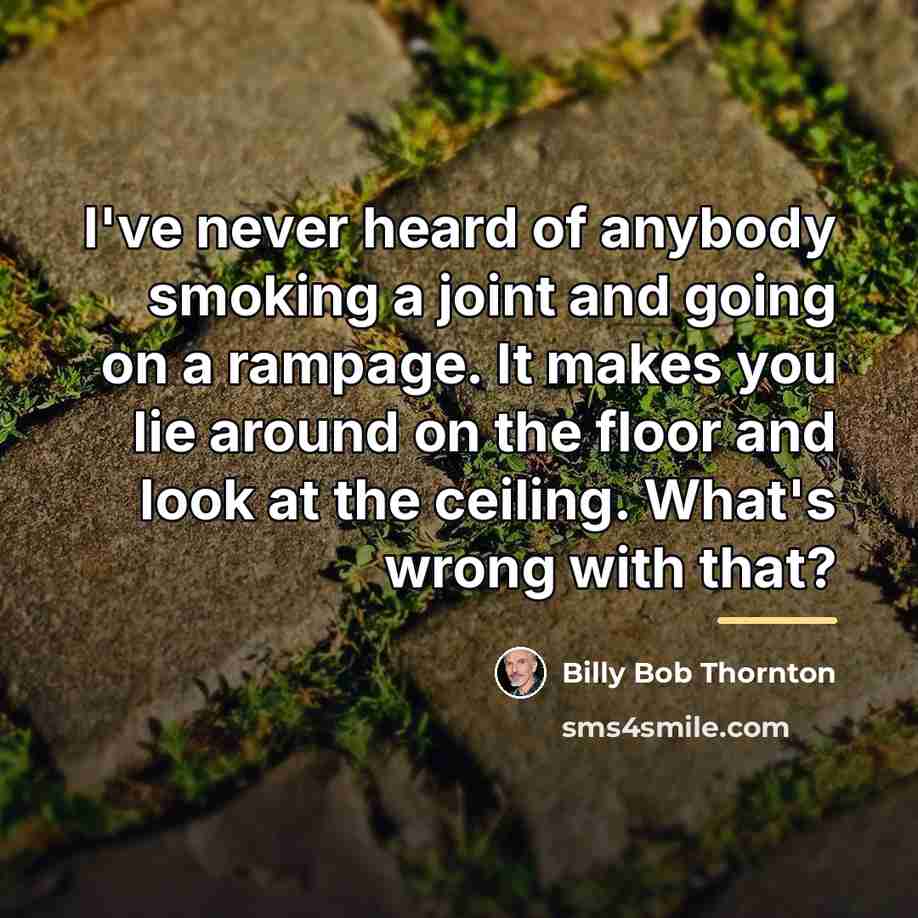 “I've never heard of anybody smoking a joint and going…” quote by Billy Bob Thornton