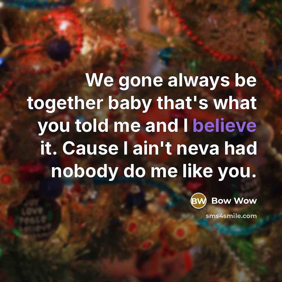 “We gone always be together baby that's what you told me and I believe it. Cause I ain't neva had nobody do me like you.” quote by Bow Wow