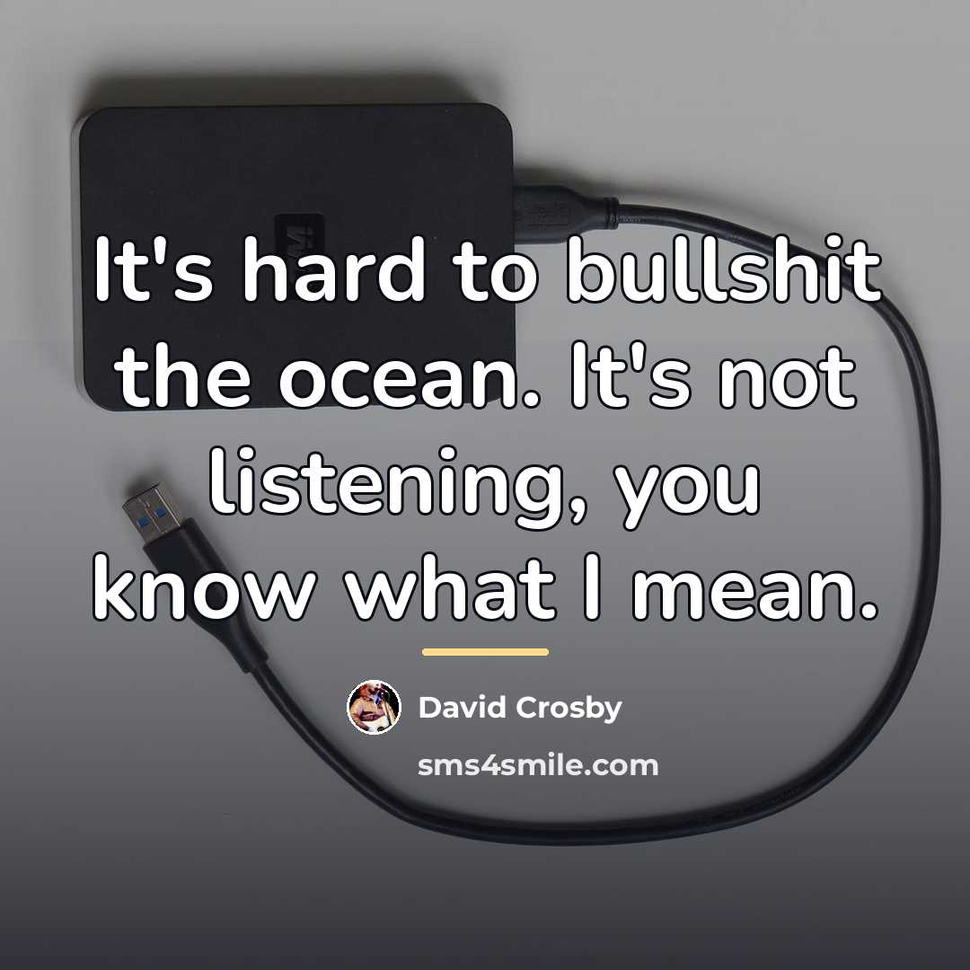 “It's hard to bullshit the ocean. It's not listening, you…” quote by David Crosby