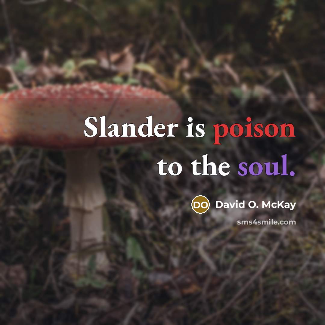 “Slander is poison to the soul.…” quote by David O. McKay