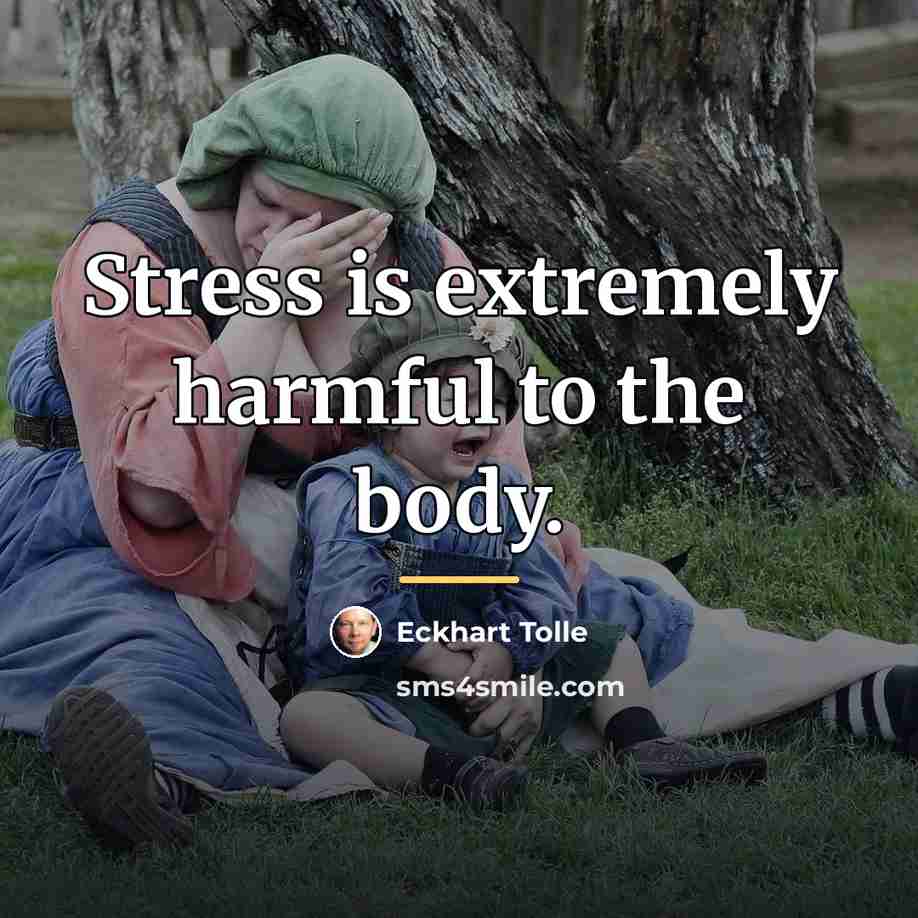 “Stress is extremely harmful to the body.…” quote by Eckhart Tolle