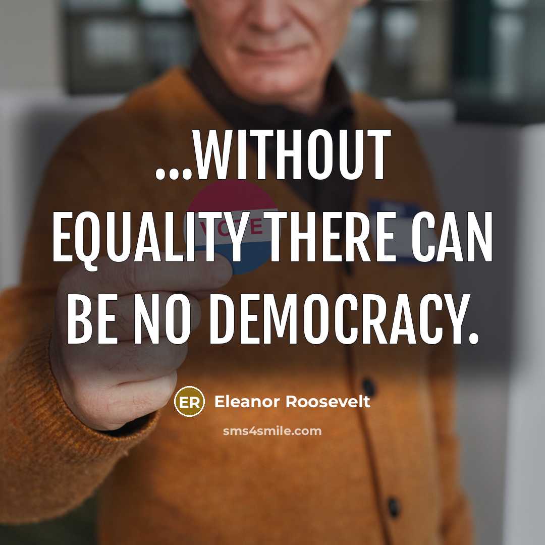 “...without equality there can be no democracy.…” quote by Eleanor Roosevelt