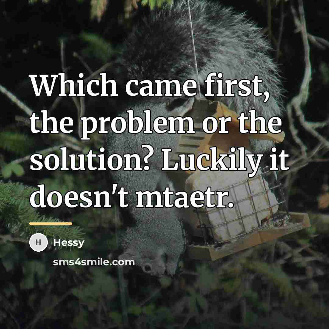 “Which came first, the problem or the solution? Luckily it…” quote by Hessy
