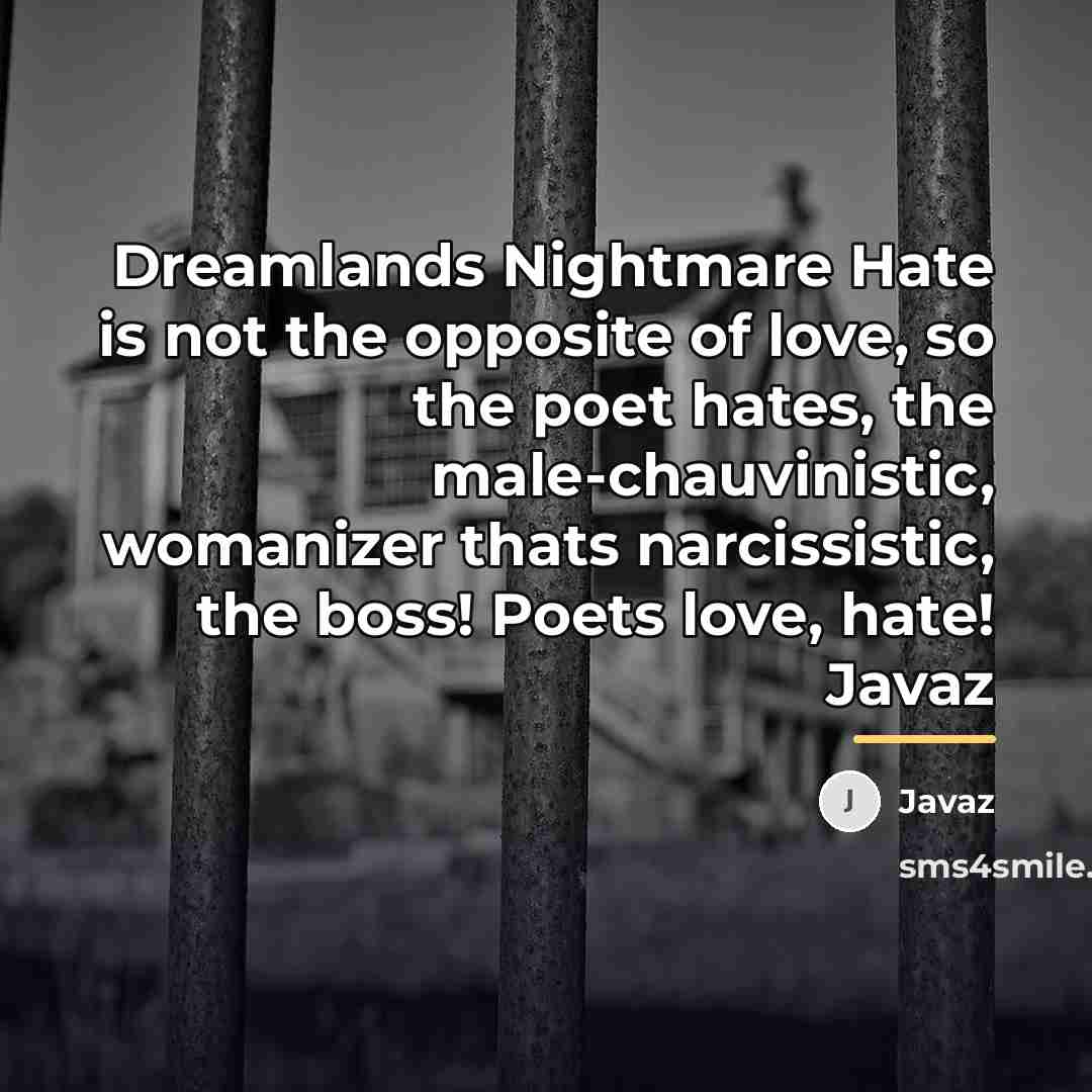 “Dreamlands Nightmare Hate is not the opposite of love, so…” quote by Javaz