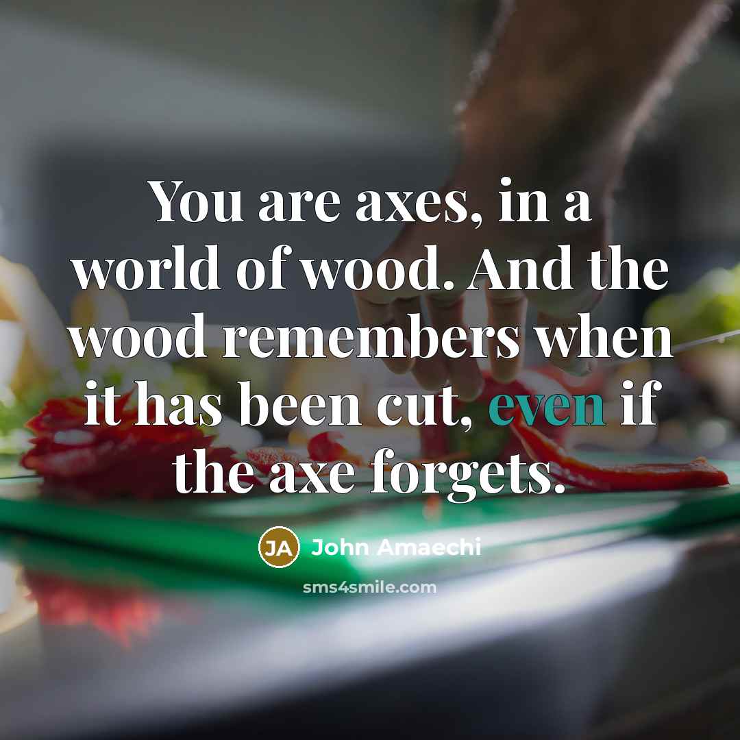 “You are axes, in a world of wood. And the…” quote by John Amaechi