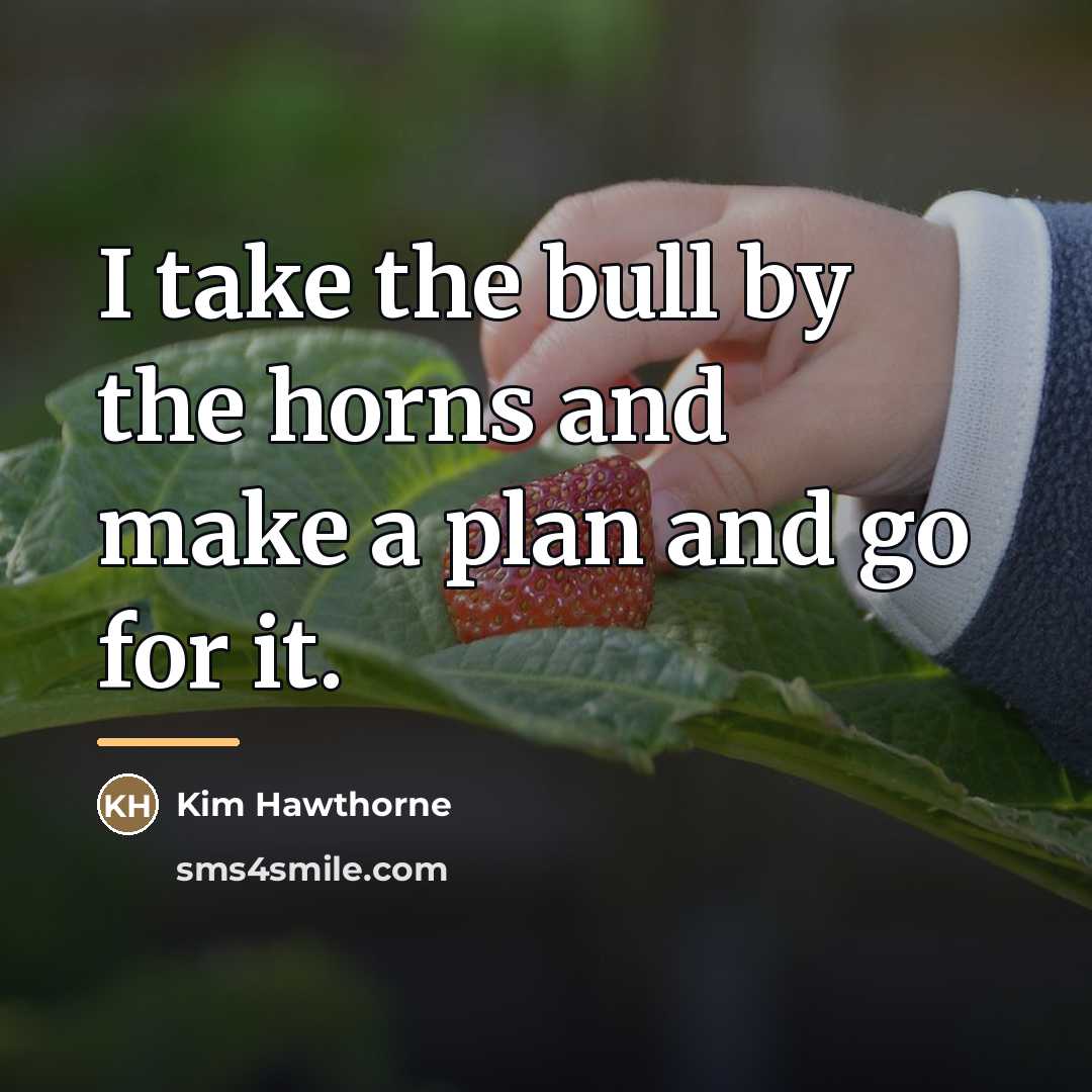“I take the bull by the horns and make a…” quote by Kim Hawthorne