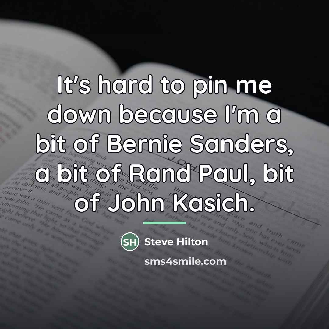 “It's hard to pin me down because I'm a bit…” quote by Steve Hilton