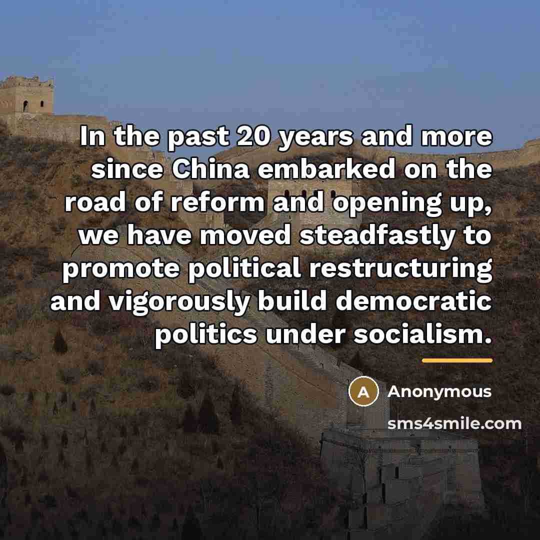 “In the past 20 years and more since China embarked…” quote by Anonymous