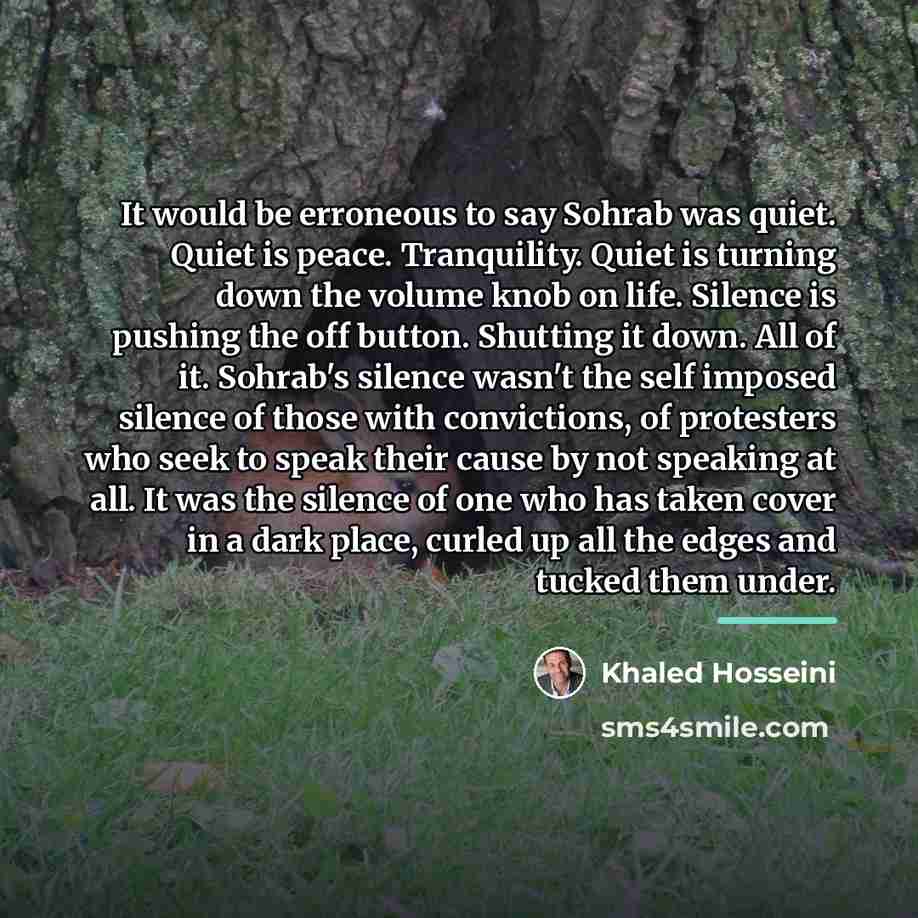 “It would be erroneous to say Sohrab was quiet. Quiet…” quote by Khaled Hosseini