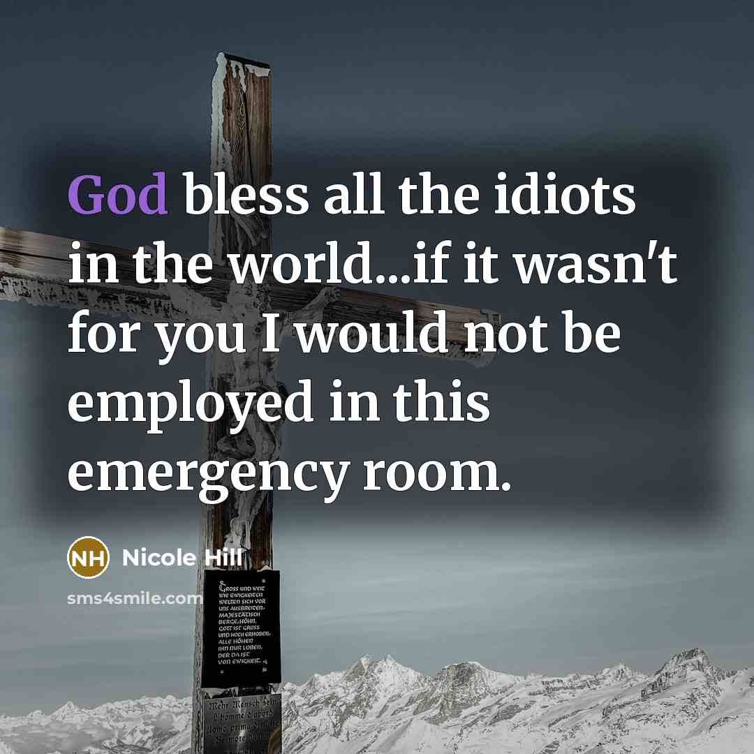 “God bless all the idiots in the world...if it wasn't…” quote by NICOLE HILL