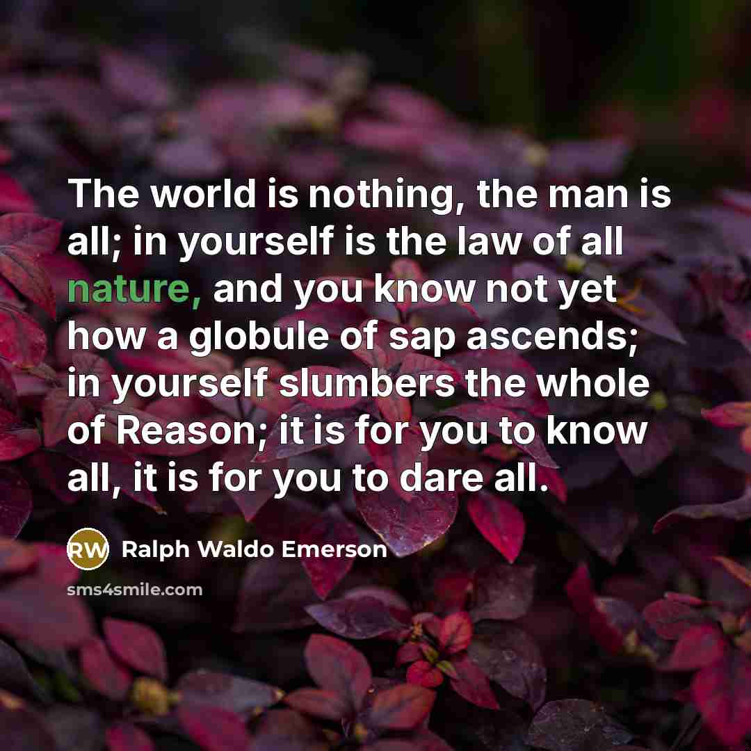 “The world is nothing, the man is all; in yourself…” quote by Ralph Waldo Emerson
