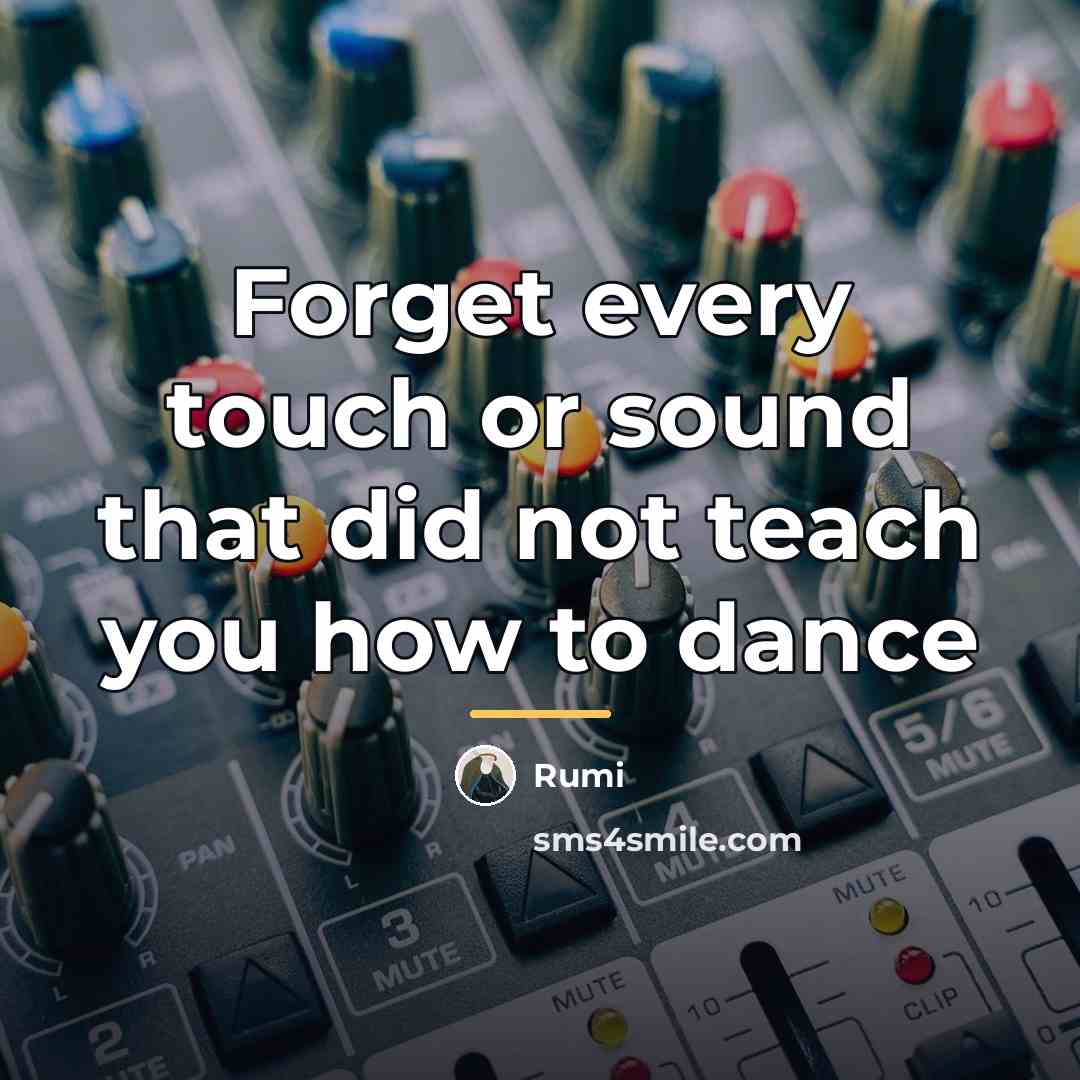 “Forget every touch or sound that did not teach you…” quote by Rumi