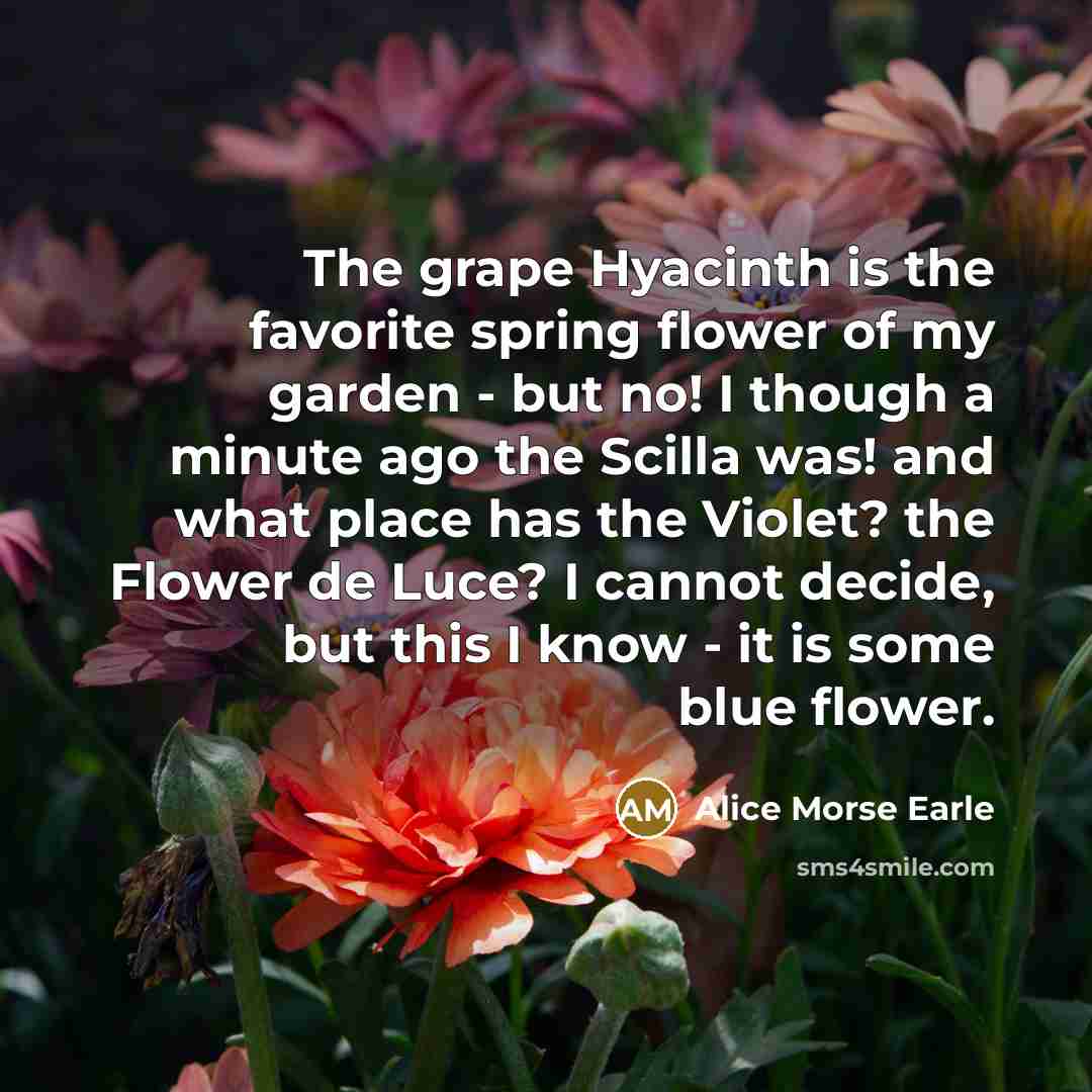 “The grape Hyacinth is the favorite spring flower of my…” quote by Alice Morse Earle