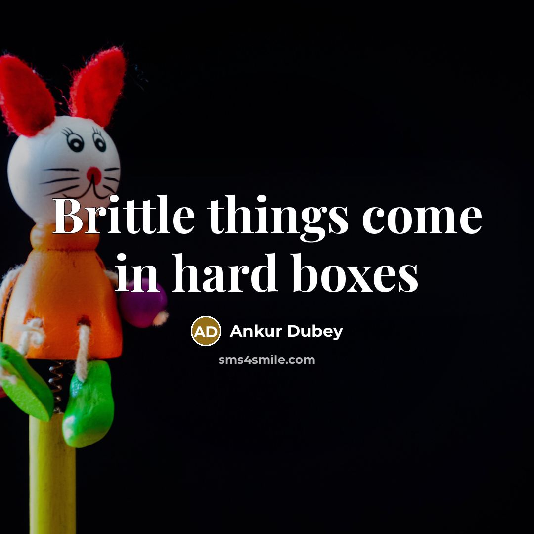 “Brittle things come in hard boxes” quote by Ankur Dubey