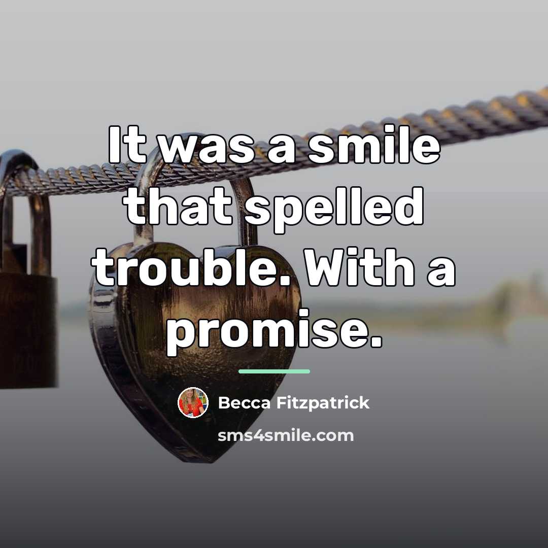“It was a smile that spelled trouble. With a promise.…” quote by Becca Fitzpatrick