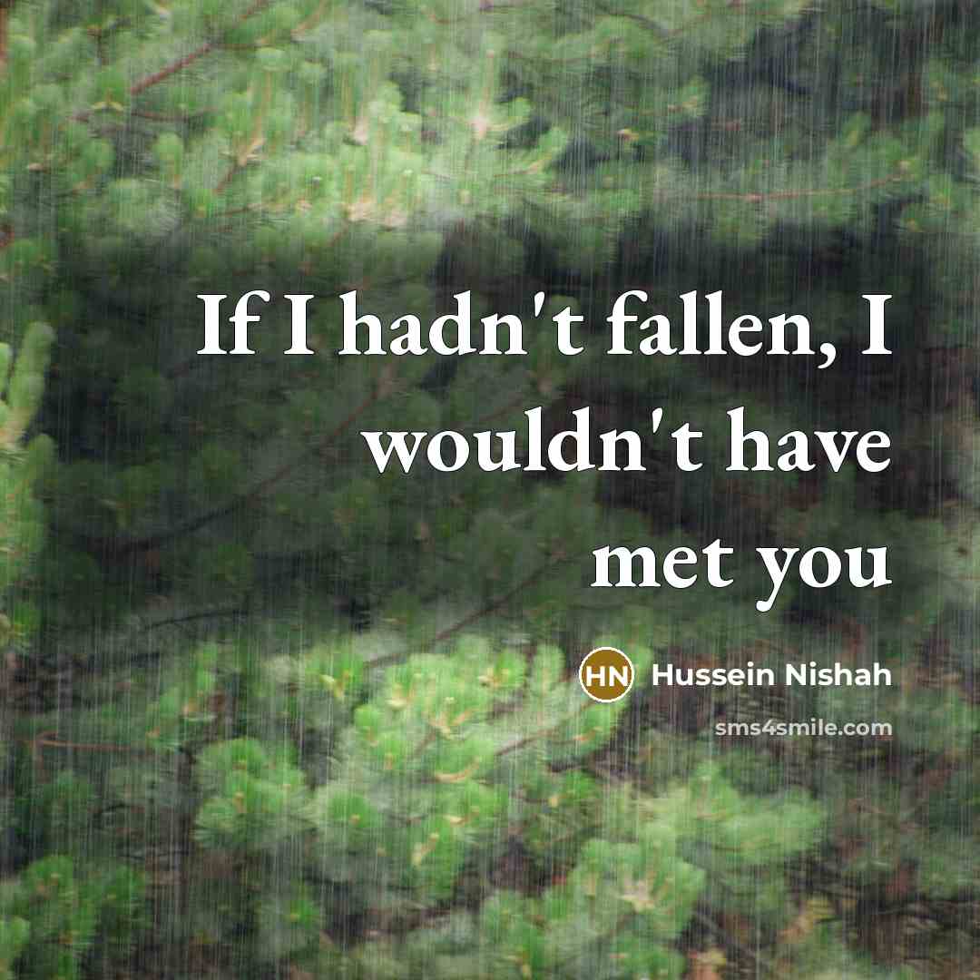 “If I hadn't fallen, I wouldn't have met you” quote by Hussein Nishah