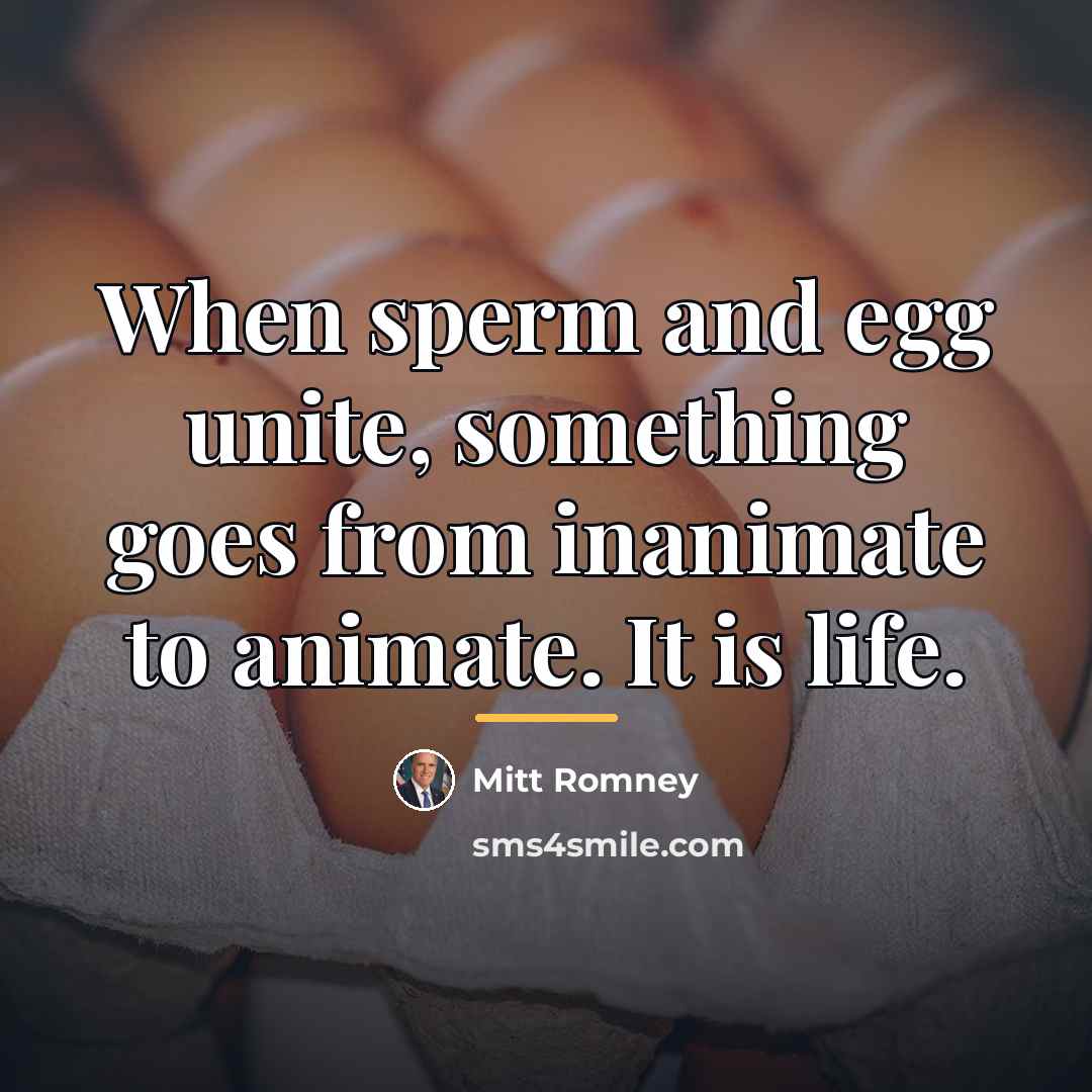 “When sperm and egg unite, something goes from inanimate to…” quote by Mitt Romney