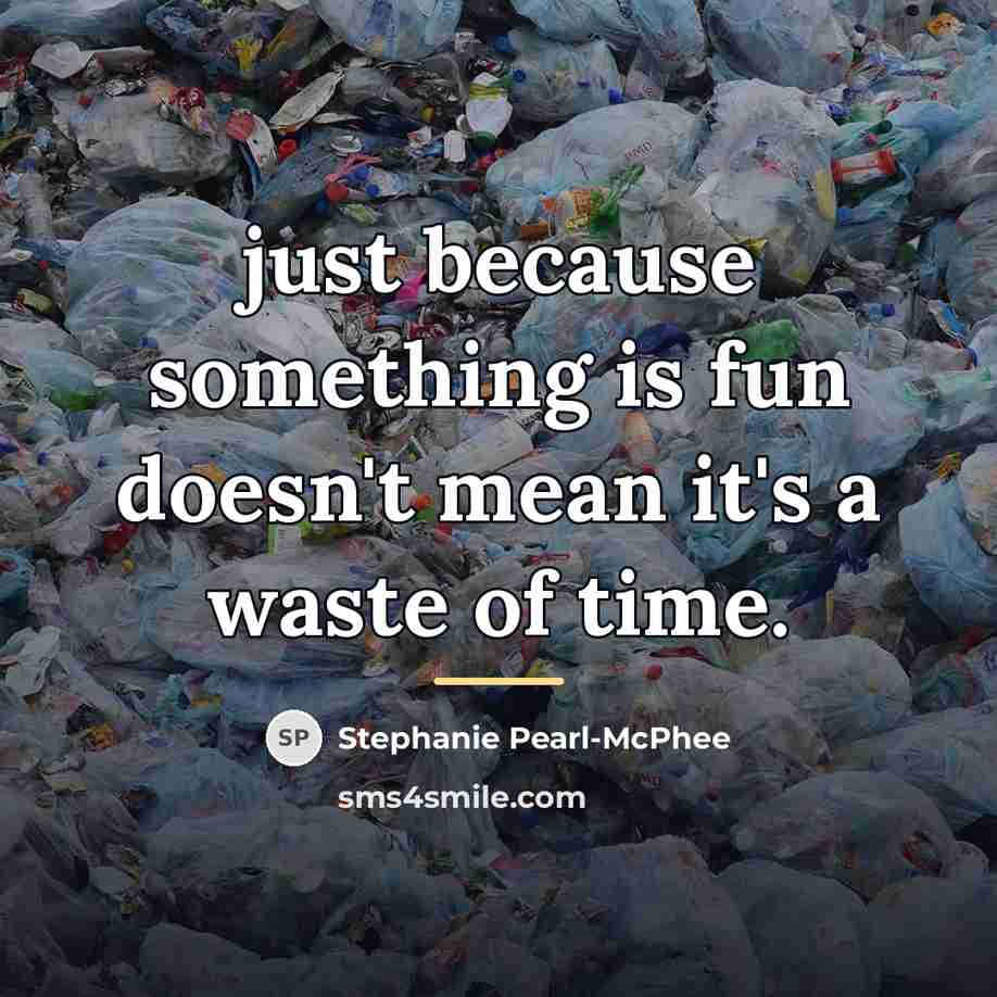 “just because something is fun doesn't mean it's a waste…” quote by Stephanie Pearl-McPhee