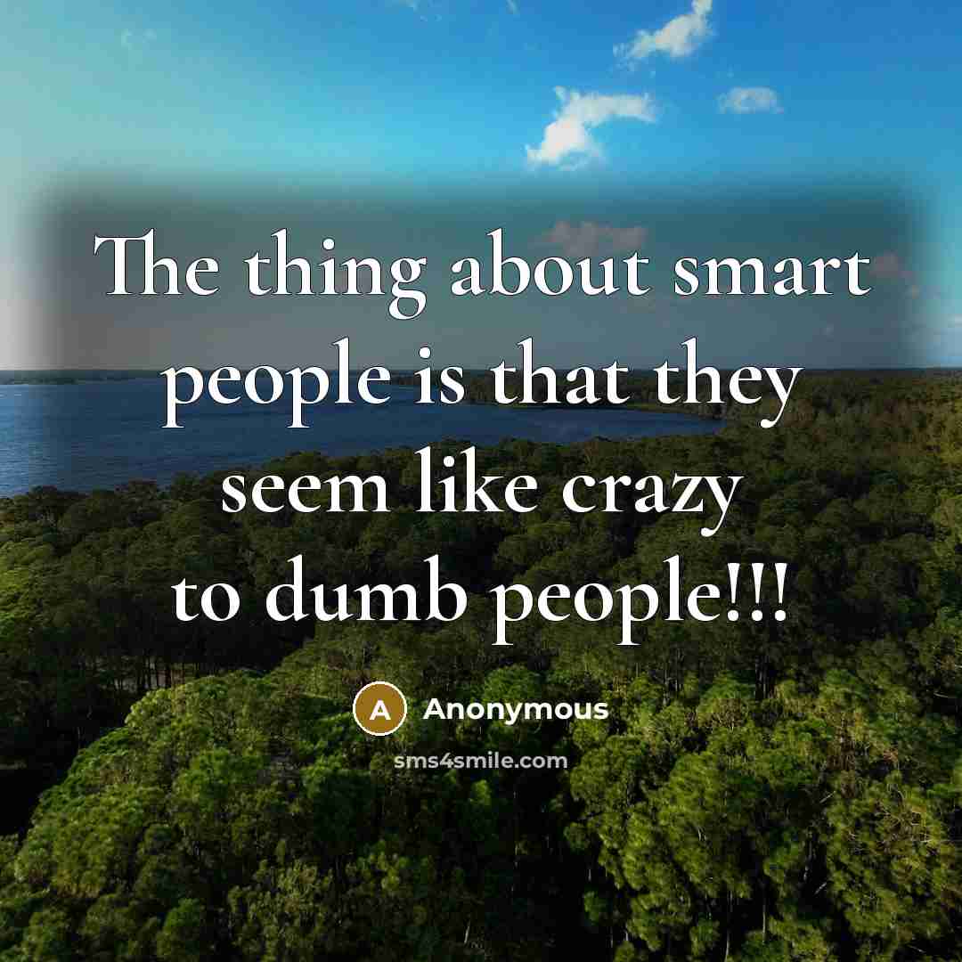 “The thing about smart people is that they seem like crazy to dumb people!!!” quote by Anonymous