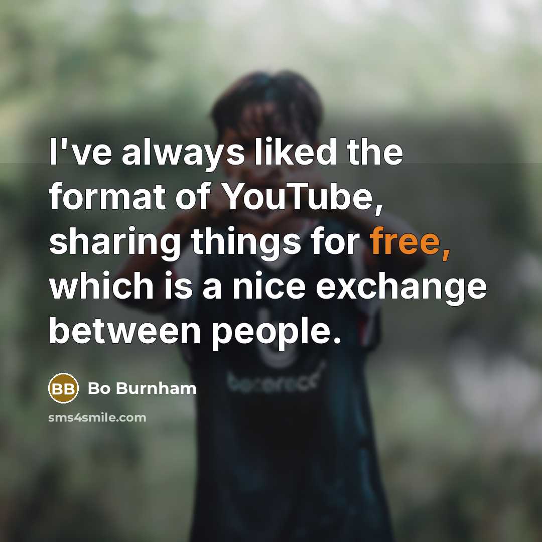 “I've always liked the format of YouTube, sharing things for…” quote by Bo Burnham