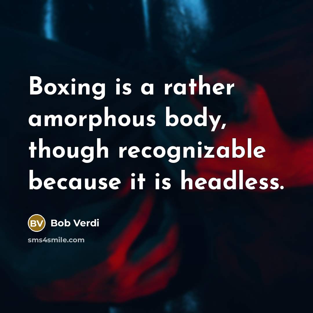 “Boxing is a rather amorphous body, though recognizable because it…” quote by Bob Verdi