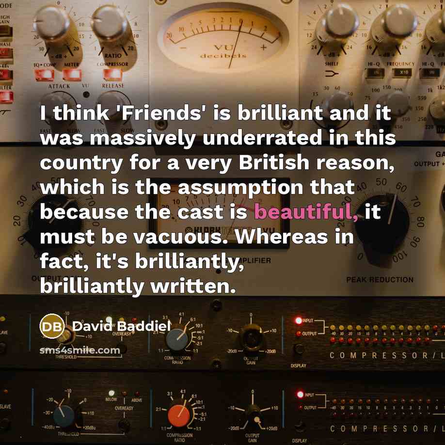 “I think 'Friends' is brilliant and it was massively underrated…” quote by David Baddiel