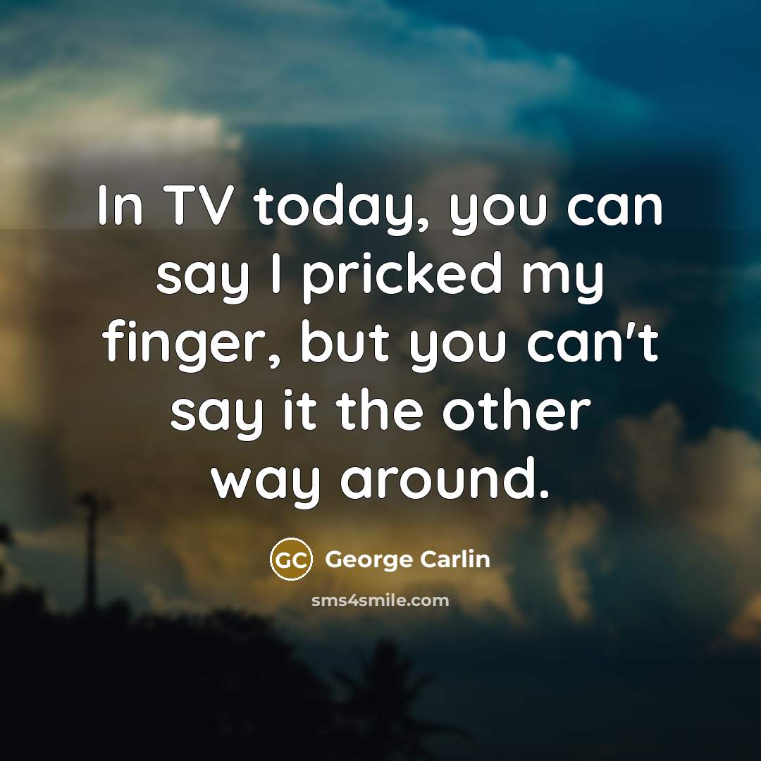 “In TV today, you can say I pricked my finger,…” quote by George Carlin