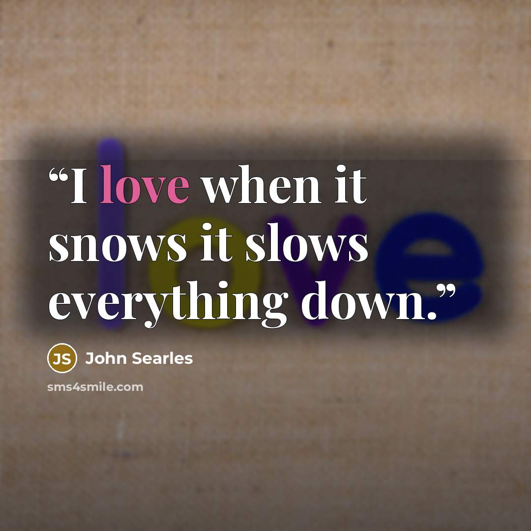 “I love when it snows it slows everything down.” quote by John Searles