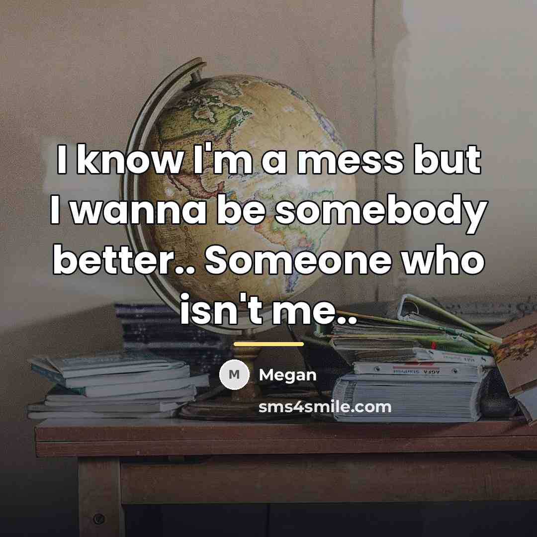 “I know I'm a mess but I wanna be somebody…” quote by Megan