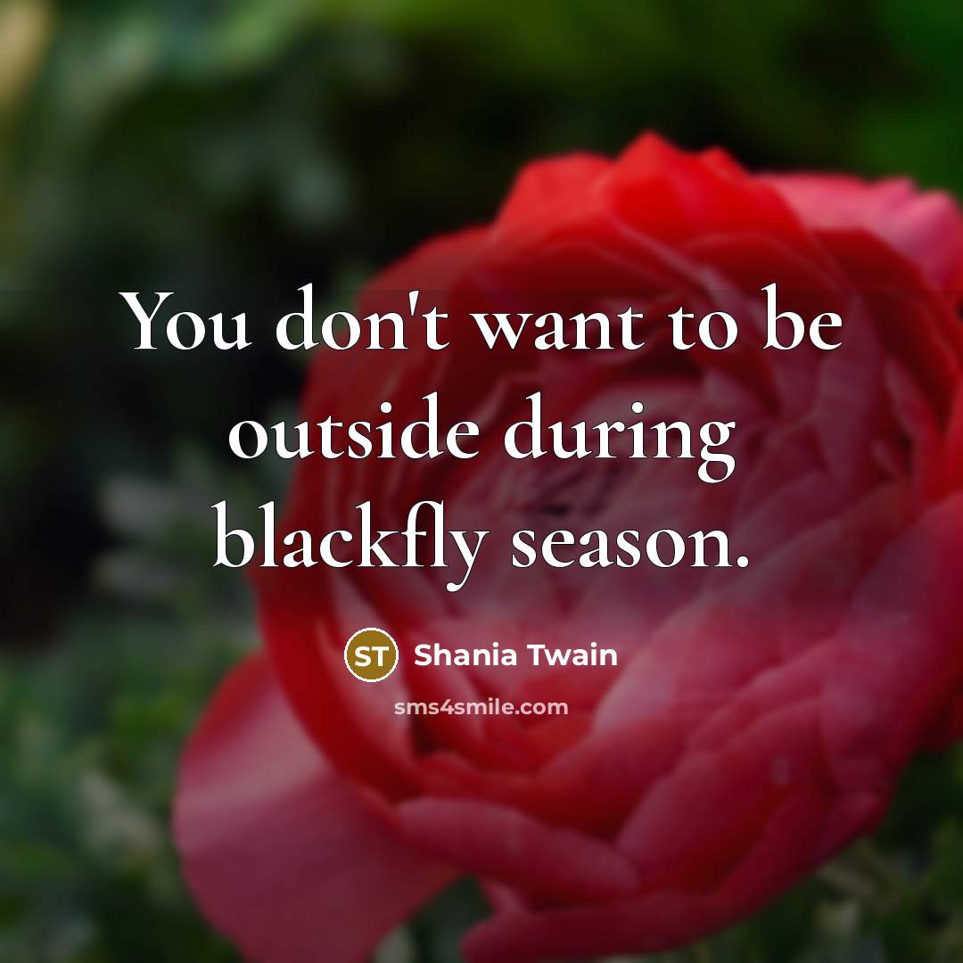 “You don't want to be outside during blackfly season.…” quote by Shania Twain