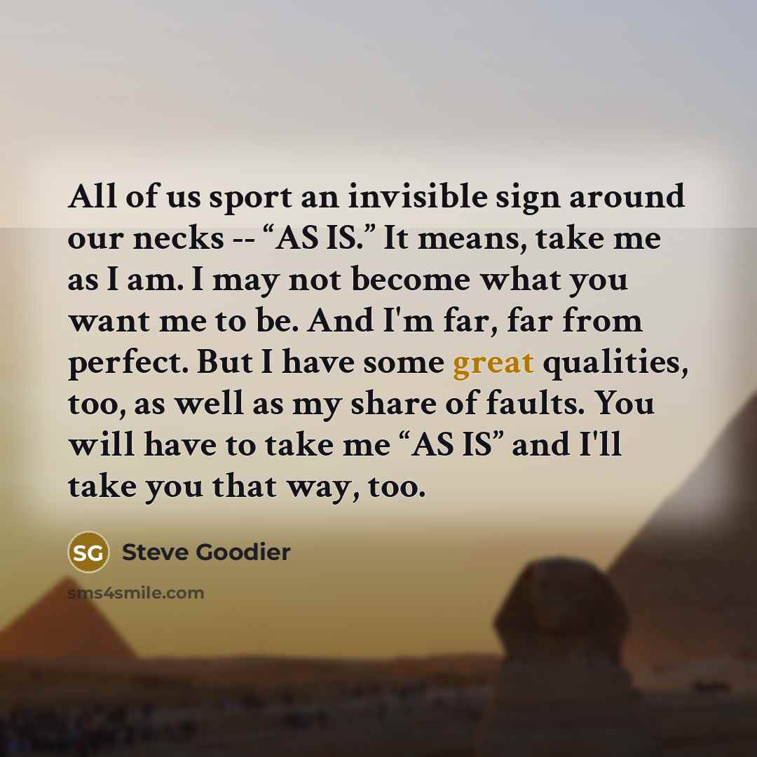 “All of us sport an invisible sign around our necks…” quote by Steve Goodier