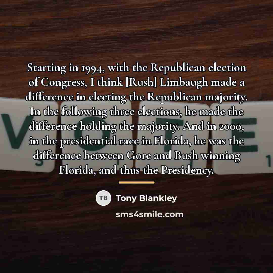“Starting in 1994, with the Republican election of Congress, I…” quote by Tony Blankley