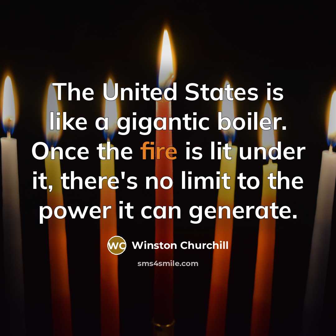 “The United States is like a gigantic boiler. Once the…” quote by Winston Churchill