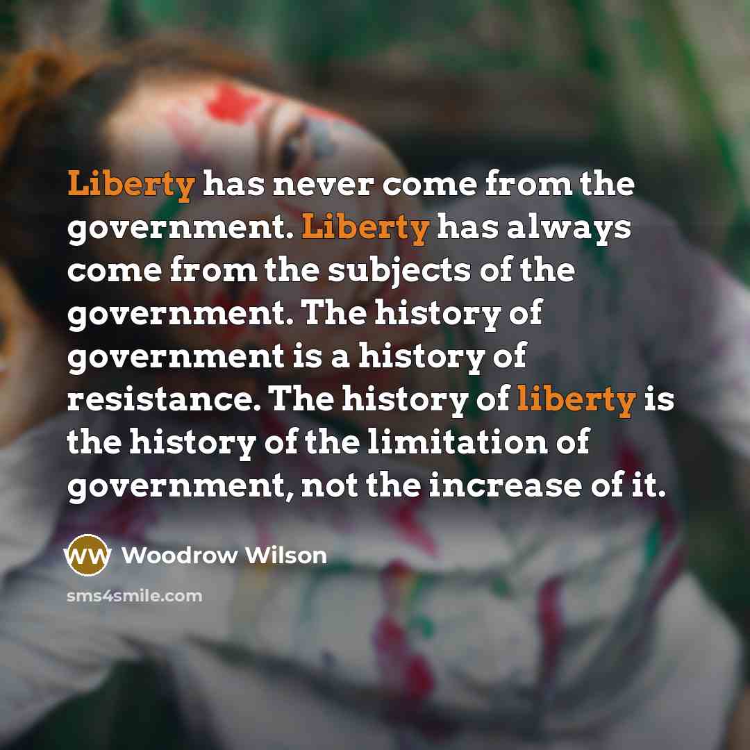 “Liberty has never come from the government. Liberty has always…” quote by Woodrow Wilson