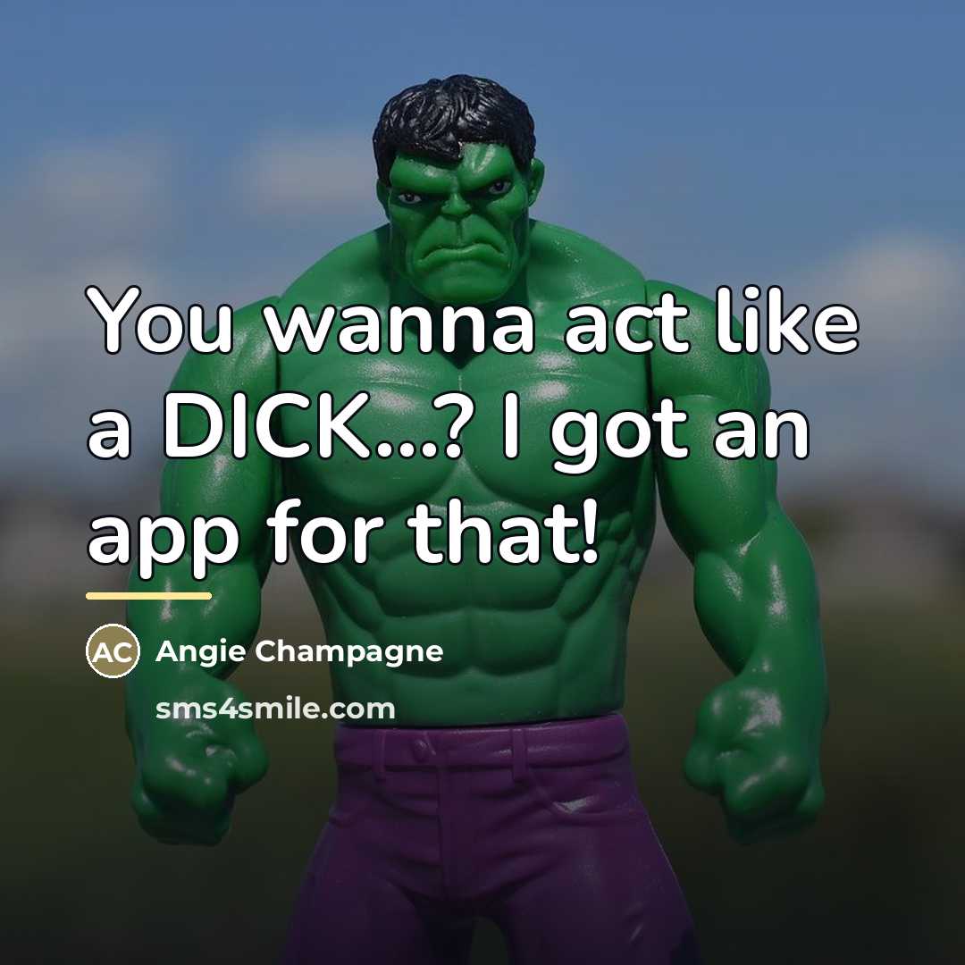 “You wanna act like a DICK...? I got an app…” quote by Angie Champagne