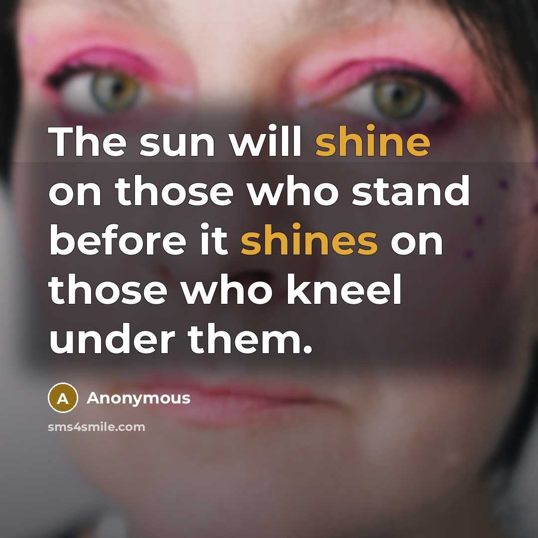 “The sun will shine on those who stand before it shines on those who kneel under them.” quote by Anonymous