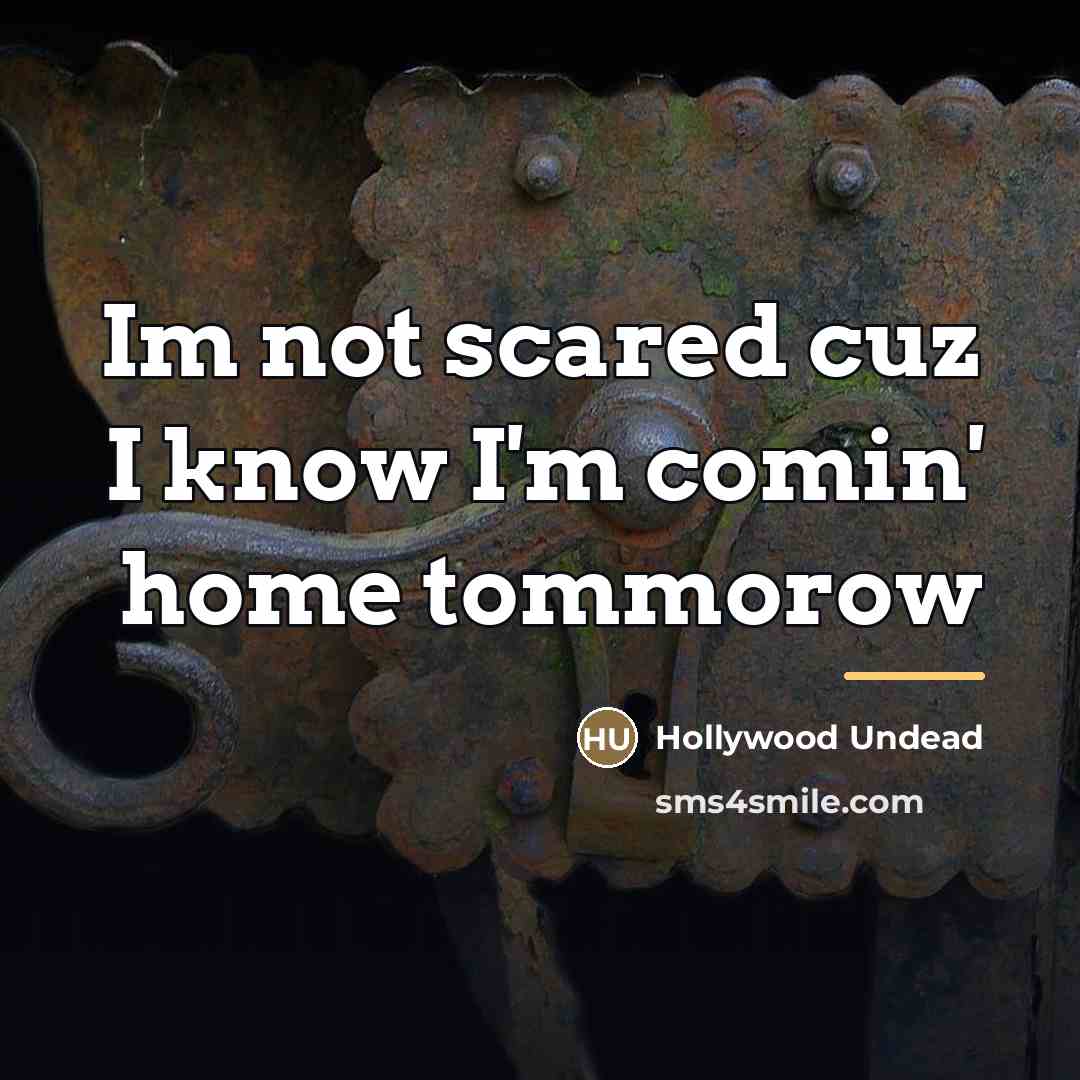 “Im not scared cuz I know I'm comin' home tommorow…” quote by Hollywood Undead