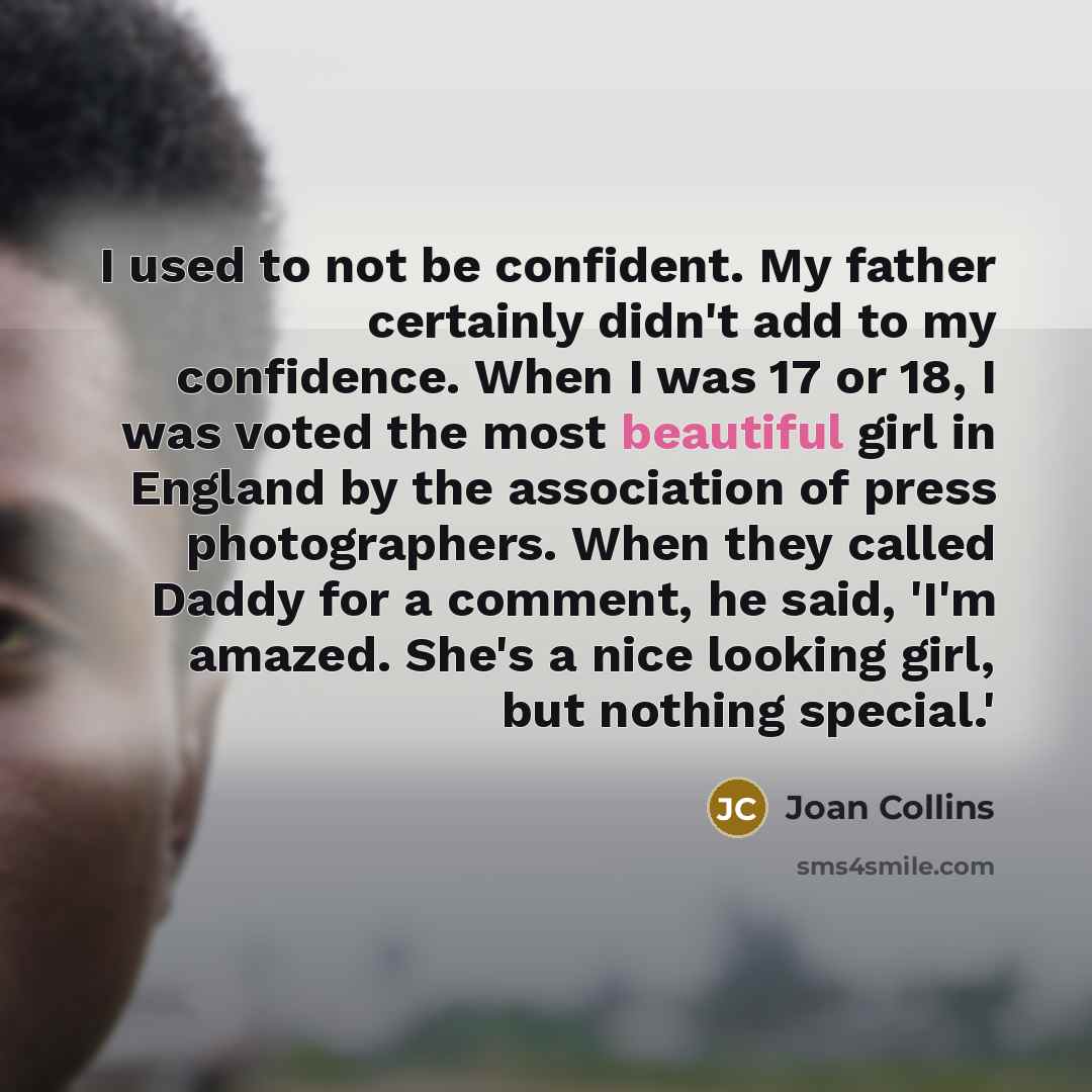 “I used to not be confident. My father certainly didn't…” quote by Joan Collins