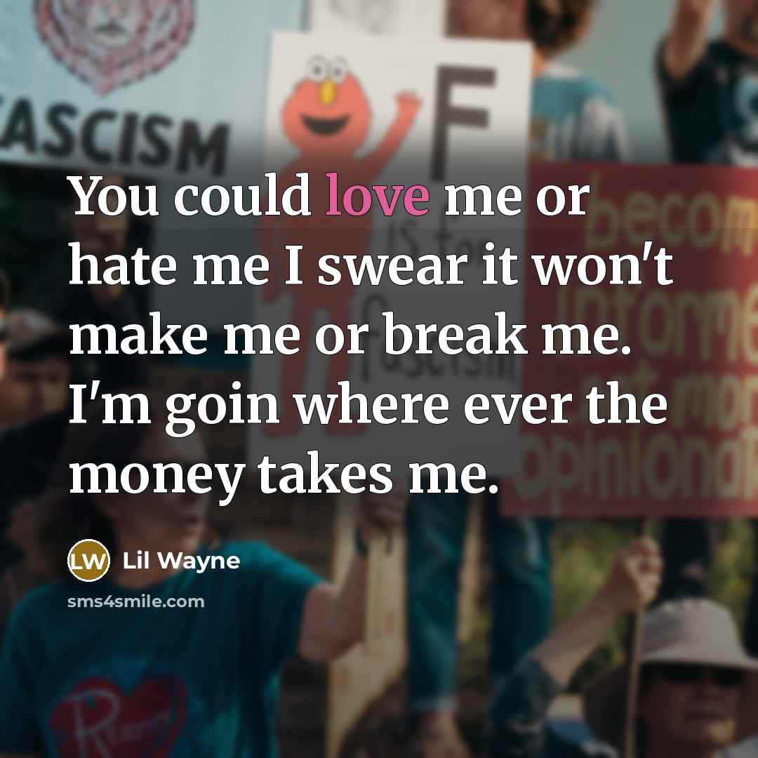 “You could love me or hate me I swear it…” quote by Lil Wayne