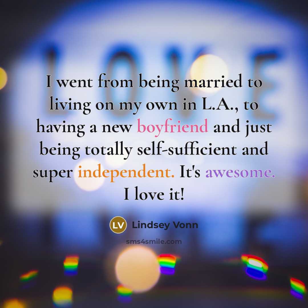 “I went from being married to living on my own…” quote by Lindsey Vonn
