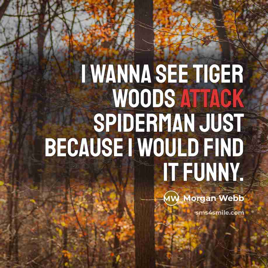“I wanna see Tiger Woods attack Spiderman just because I…” quote by Morgan Webb