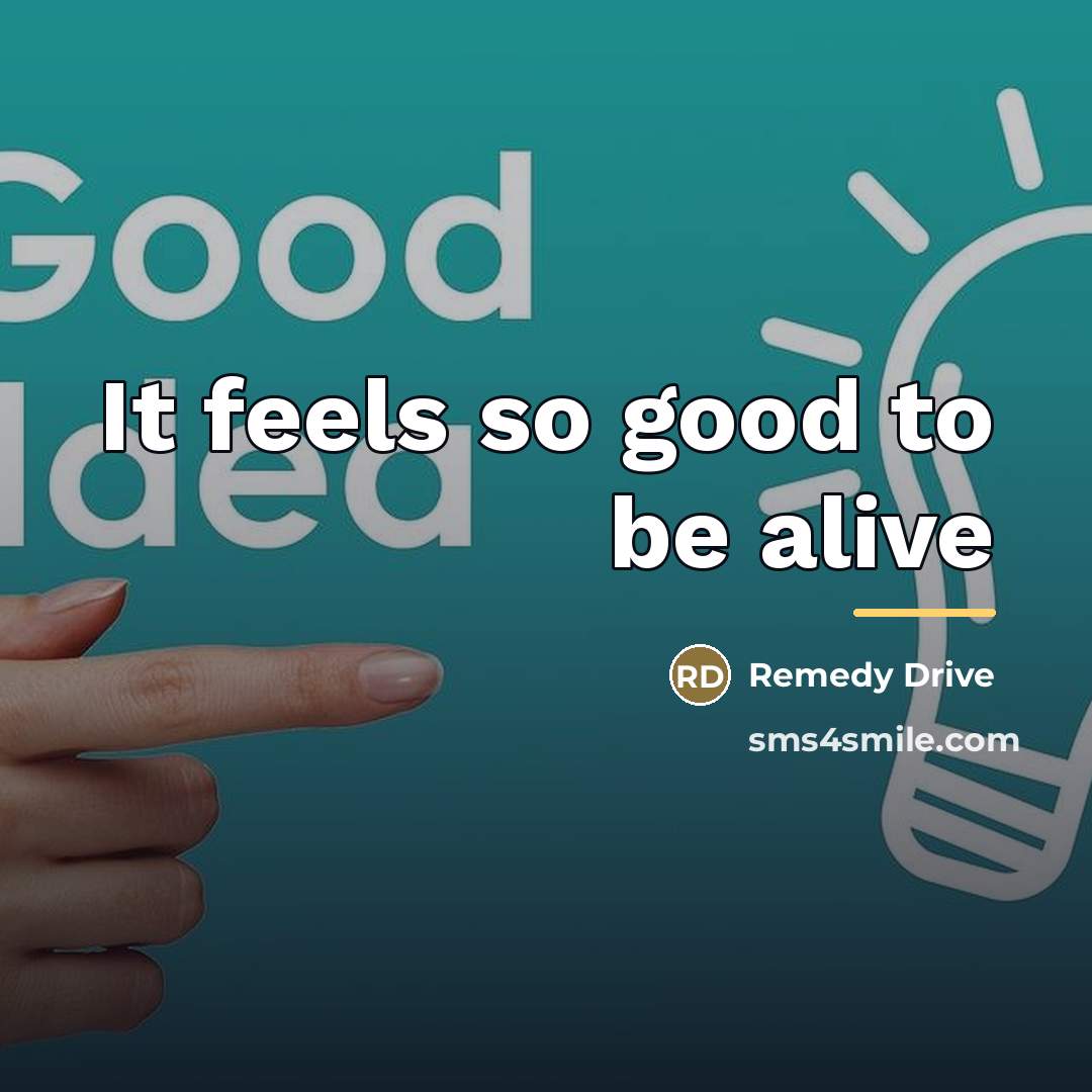 “It feels so good to be alive…” quote by Remedy Drive