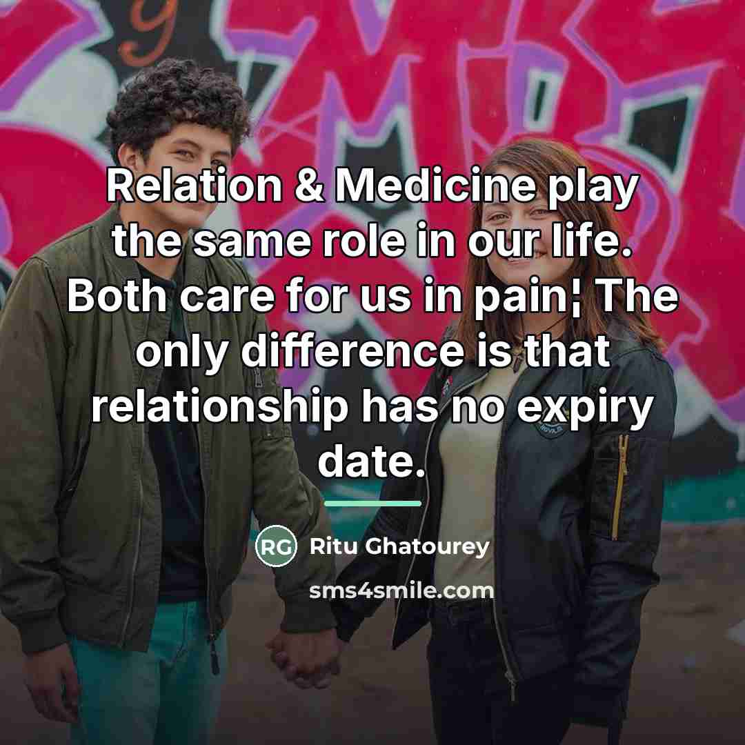 “Relation & Medicine play the same role in our life.…” quote by Ritu Ghatourey