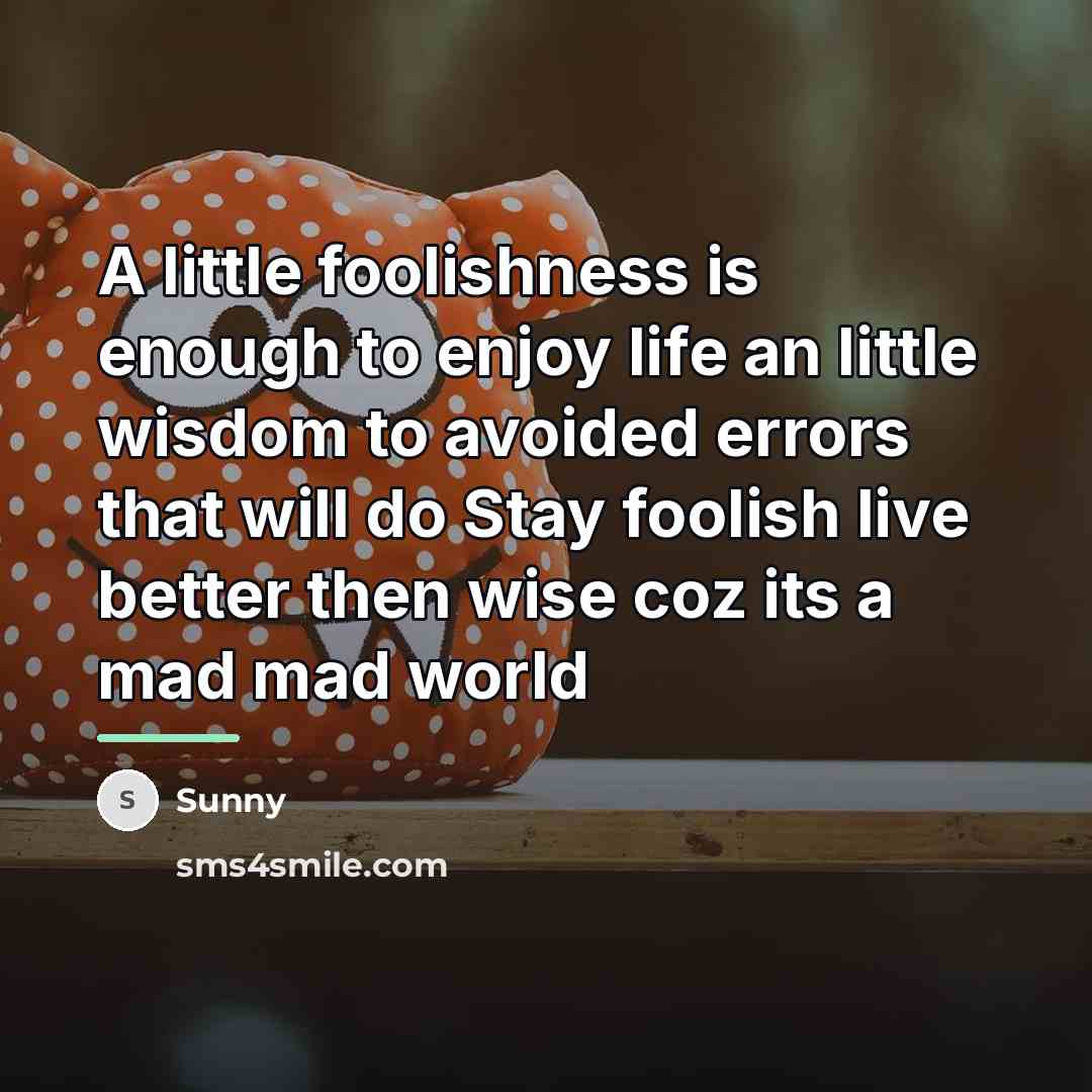 “A little foolishness is enough to enjoy life an little…” quote by Sunny