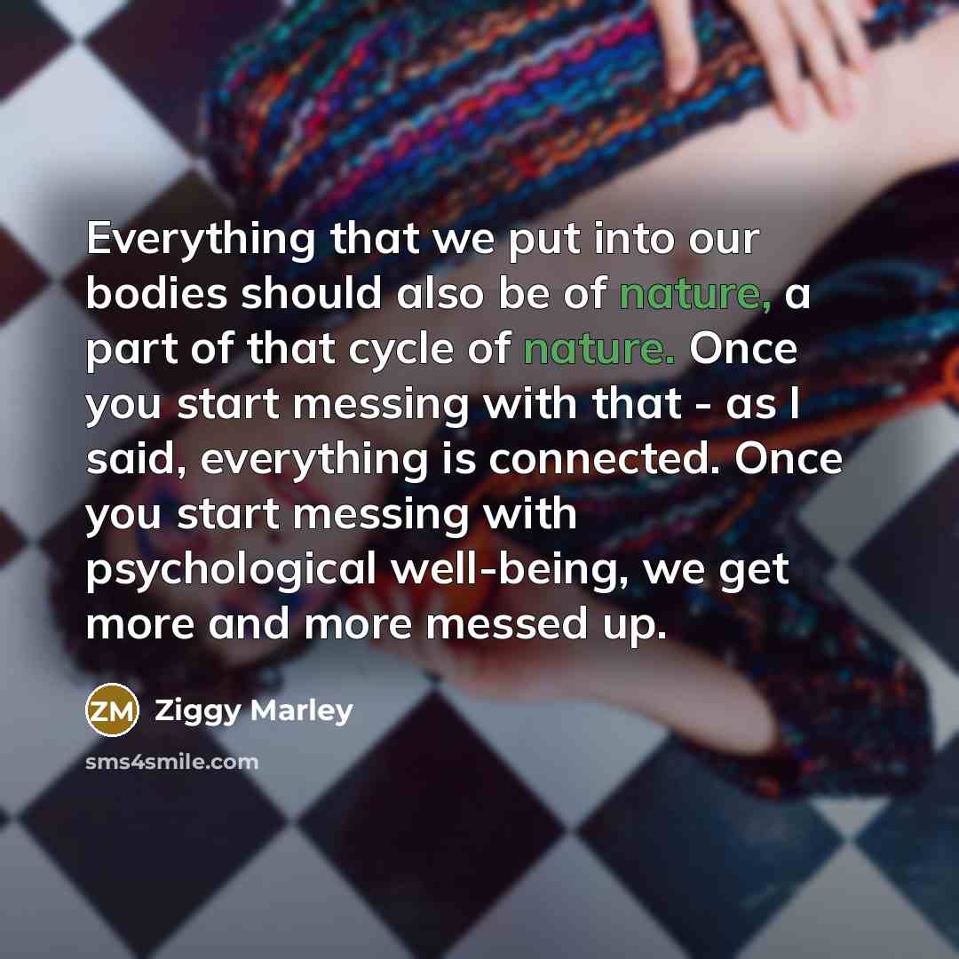 “Everything that we put into our bodies should also be…” quote by Ziggy Marley