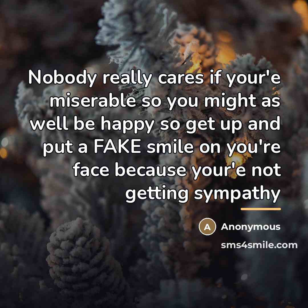 “Nobody really cares if your'e miserable so you might as…” quote by Anonymous