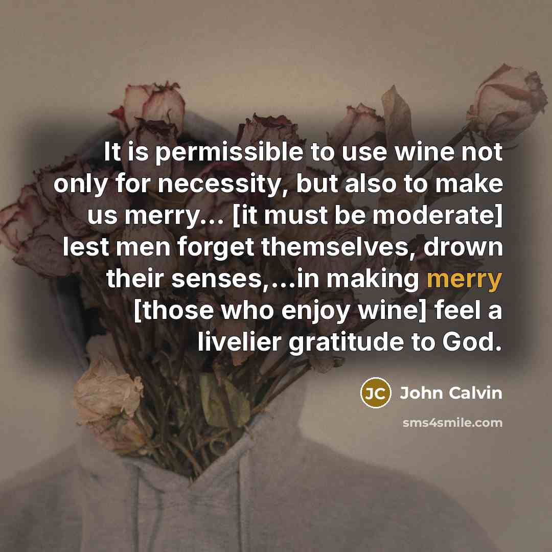 “It is permissible to use wine not only for necessity,…” quote by John Calvin