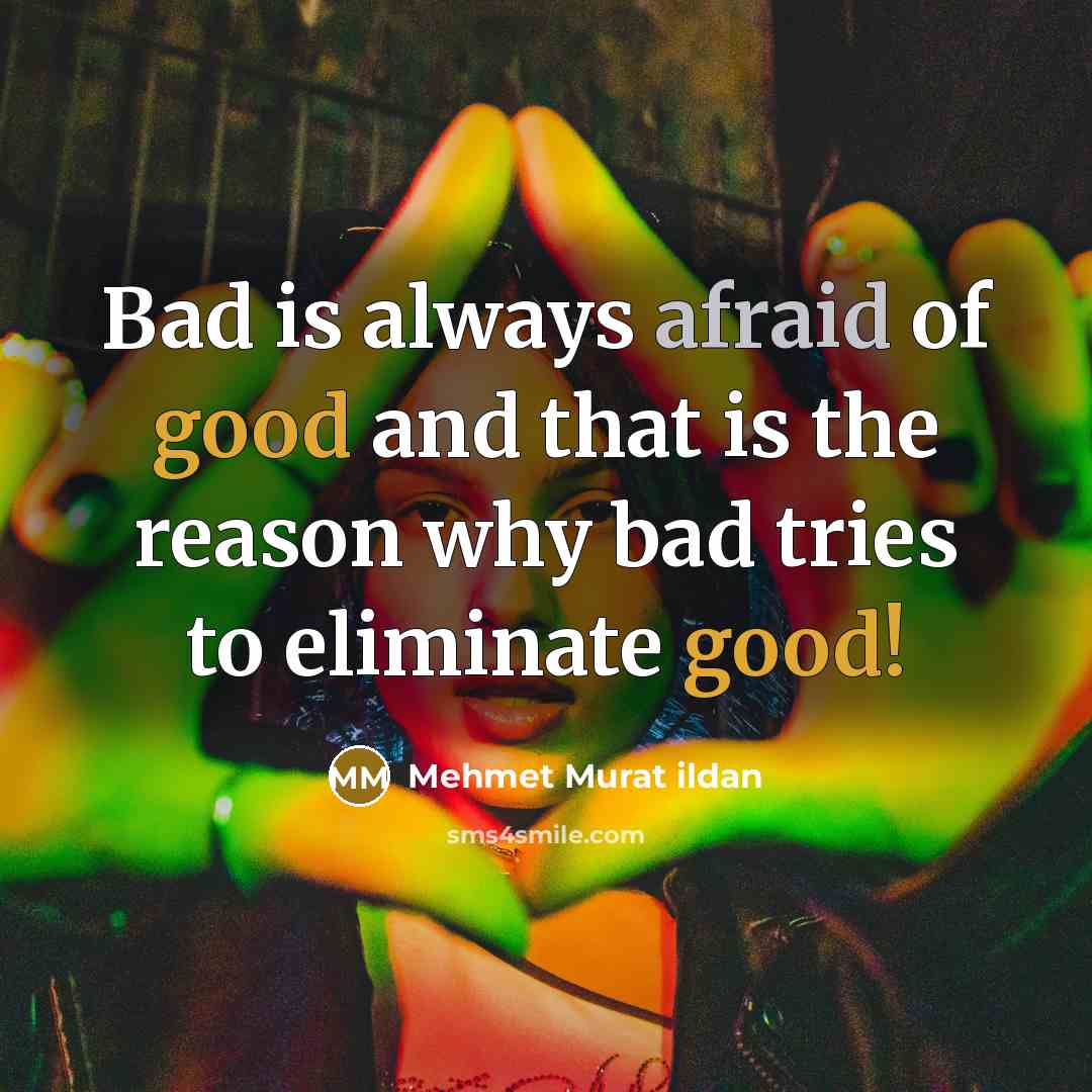 “Bad is always afraid of good and that is the…” quote by Mehmet Murat Ildan