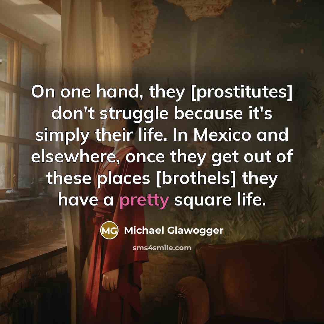 “On one hand, they [prostitutes] don't struggle because it's simply…” quote by Michael Glawogger